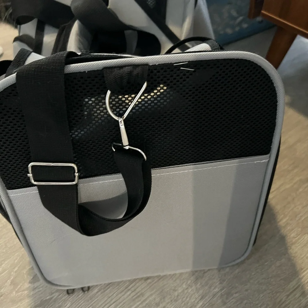 Gray Cat Carrier Travel Set, Used Once.